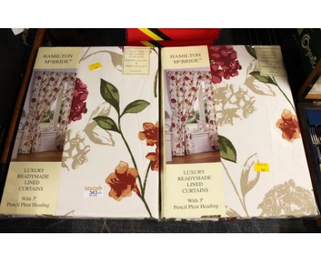 Two sets of lined curtains by Hamilton McBride- 117 cm wide x 137 cm drop