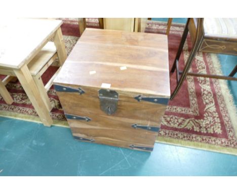 Metal bound square trunk