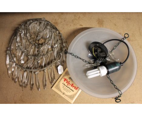 Glass ceiling light shade and chandelier style light fitting 