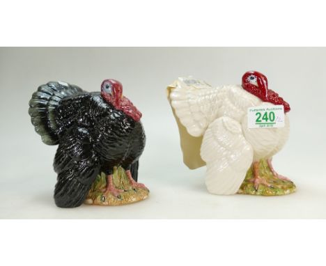 Royal Doulton model of a white turkey D6889 and a bronzed turkey D7149 both to commemorate the Bernard Matthews turkey busine