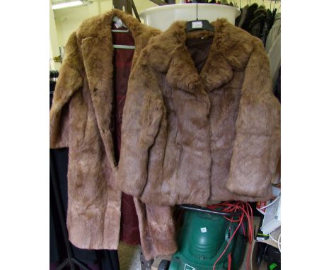 One 3/4 length ladies fur coat and one ladies fur jacket. Approx size 18. (2). 