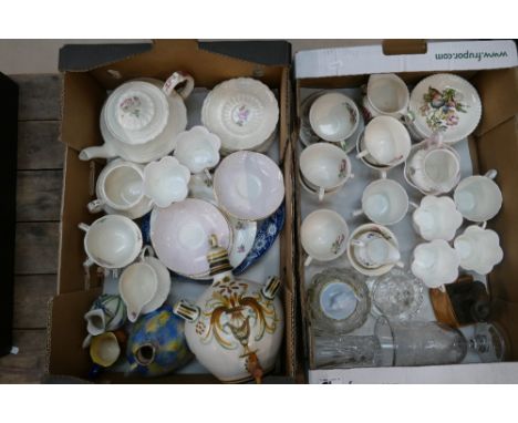 Spode Jewel part tea set: consisting of trios, teapot, milk jug, together with Crown Staffordshire cups, stone decanter etc (