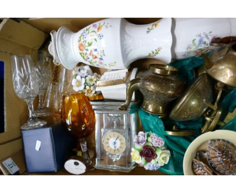 A mixed collection of items to include Anysley Wild Tudor and similar vases, Wade Tortoises, brass ware items &amp; modern ca