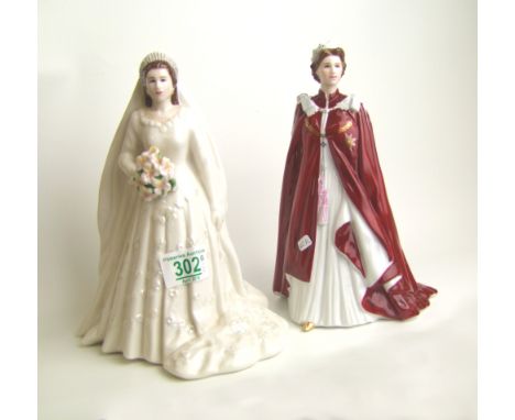 Two Royal Worcester Figures of the Queen 