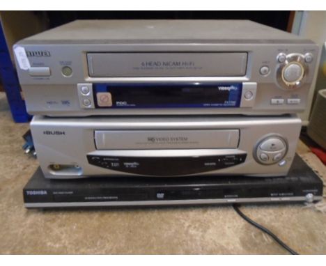 Aiwa video recorder, Bush video recorder and Toshiba dvd player. no leads or remotes