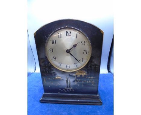 Ironstone? clock with oriental decoration