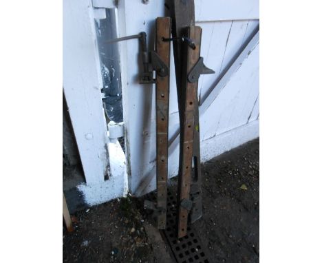 2 vintage sash clamps and spirt level