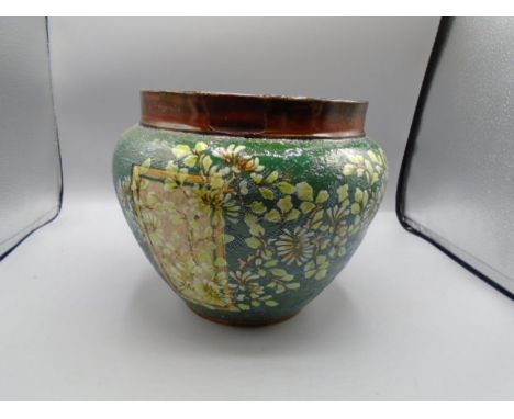 Doulton Lambeth planter/pot, approx 7.5cm diameter, 7cm tall, a/f