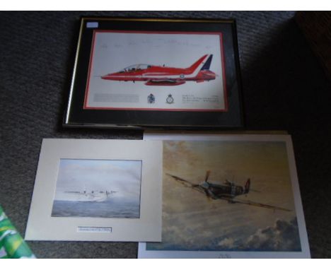 Red Arrow aircraft print framed plus 2 unframed aircraft prints