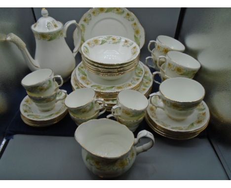 Duchess 'greensleeves' dinner set comprising 6 dinner plates, 6 side plates, 6 bowls, cake plate, 6 small cups and saucers, 5