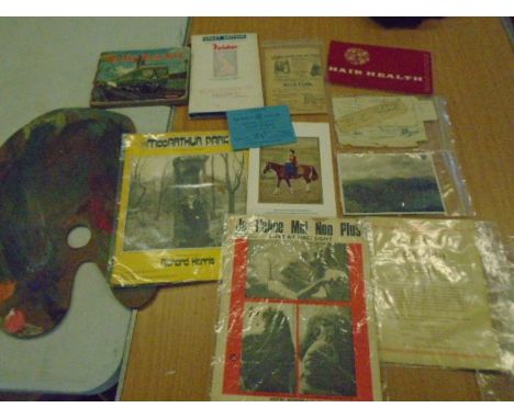 mixed lot of ephemera, booklets, postcards, vintage photos, newspaper clipping, 1962 Queens birthday ticket and booklet etc p