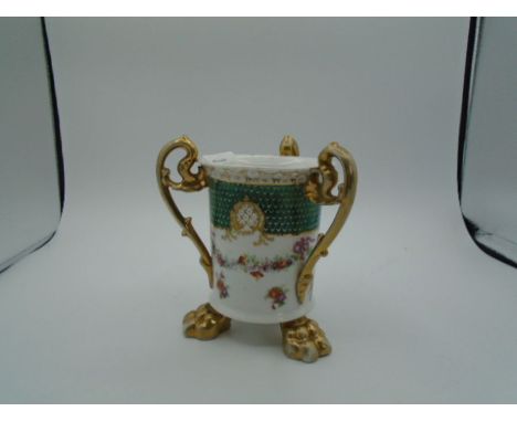 A 15cm 3 handle planter by Von Schierholz (from Dresden town) C.1865 - 1907. some wear to edges 