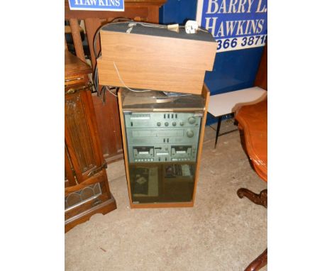 Amstrad Stereo system with turntable, amplifier, tuner and twin cassette deck plus speakers 