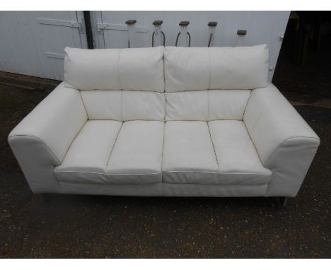 White leather 3 seater sofa H90cm W180cm D95cm