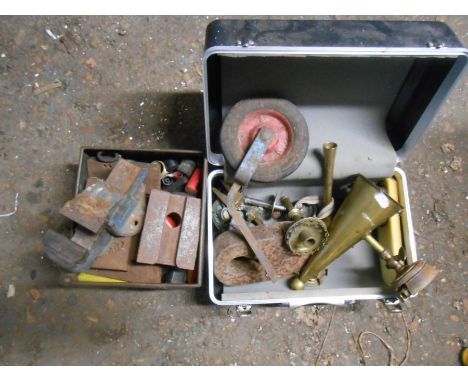 Tools including bench vice and brass items etc