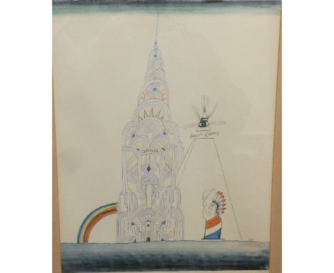 AFTER SAUL STEINBERG "Navaho Motel", colour print, unsigned, together with various others by SAUL STEINBERG to include "Face 