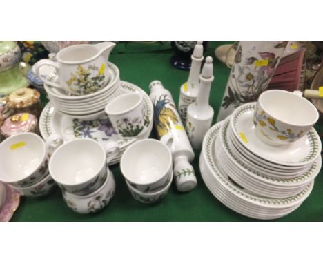 A Portmeirion "Botanic Garden" part dinner and tea wares, to include six dinner plates, seven dessert plates, six cups, five 