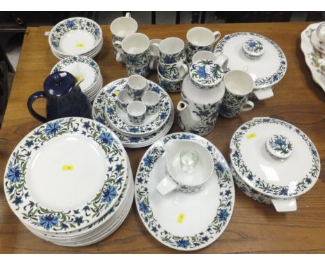 A collection of Midwinter "Spanish Garden" pattern dinner and tea wares to include lidded tureens, coffee pot, cups and sauce