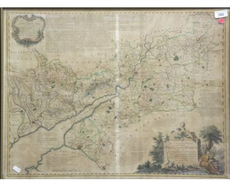 A vintage map of Gloucestershire and Monmouthshire, hand-coloured print