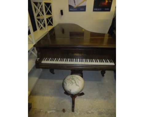 A late 19th Century rosewood cased boudoir grand piano the iron framed straight strung movement by Erard (Serial number 19335