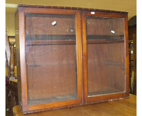 A mahogany two door glazed cabinet, a small modern pine corner cabinet, a selection of various chairs to include 19th Century