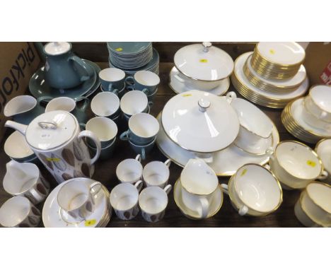 A Poole pottery tea set with teal glaze, together with a Minton "Horizon" part dinner service and a Susie Cooper "Hyde Park" 