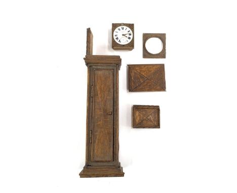 A miniature oak longcase clock and storage unit, with a thirty hour pocket watch movement – English Lever by A. Yewdall Leeds