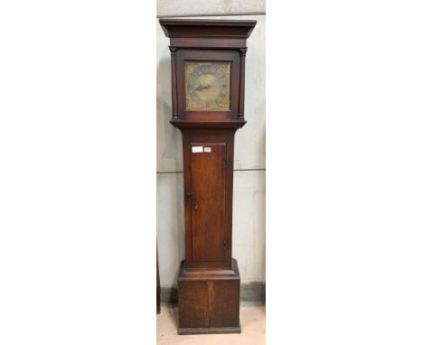 An 18th Century oak case 30 hour longcase clock the square brass dial engraved “Phil Avenell, Farnham” and with single hand t