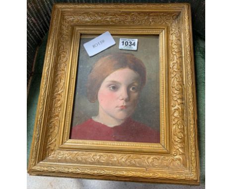 20th century English school, ‘Pearl’, oil on board, 22cm x 17cm, in a decorative gilt frame, glazed. Viewing/collection at We