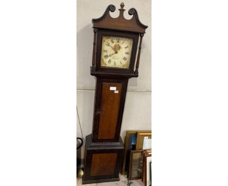 An early to mid-19th century thirty hour long case clock, John Braund (1823-83) Hatherleigh, in a stained wood cased, the ena