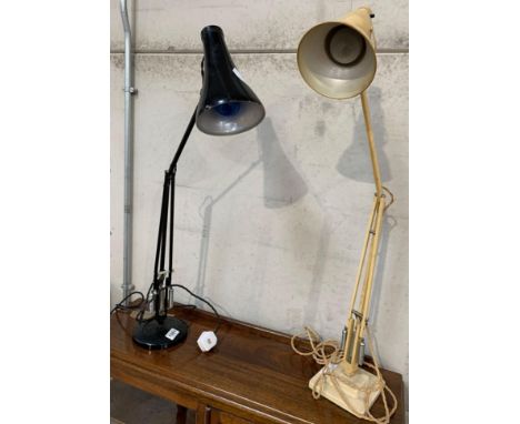 A mid-20th century Anglepoise desk lamp, painted in cream, with square stepped base, stamped to the back of the arm ‘The Angl