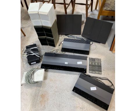 A variety of Bang and Olufsen items to include a CD player, a twin tape deck, another single tape deck, six Beovox CX 50 spea