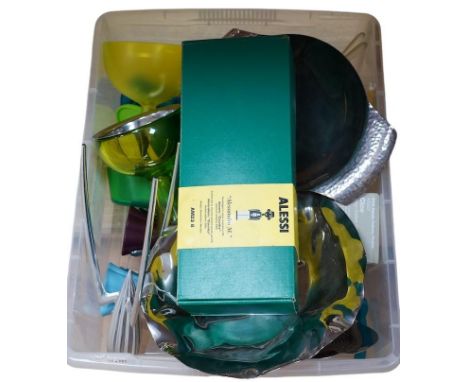 A quantity of Alessi tableware and a hammered comport. Condition - good Green-boxed corkscrew complete, looks untouched so ne