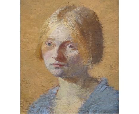 20th century oil on board, Portrait of a young woman, Phoenix Gallery label verso, 34 x 28cm. Condition - good