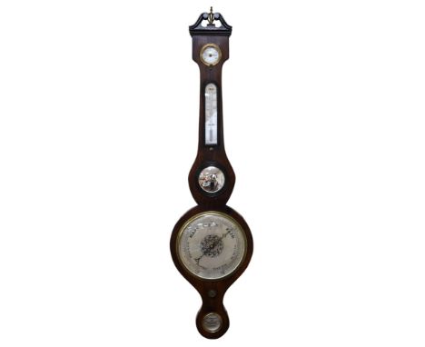 A 20th century mahogany banjo barometer, 99cm. Condition - good, not tested as working