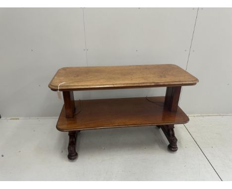 An early Victorian mahogany metamorphic buffet, mechanism inoperable, width 122cm, depth 52cm, height 80cm. Condition - poor 