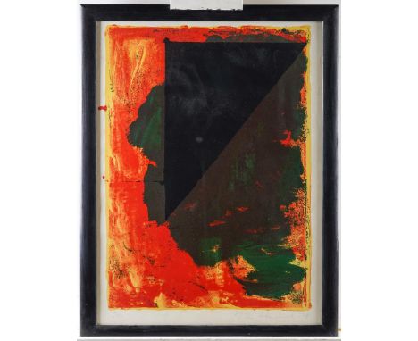 John Hoyland RA (1934-2011), colour Lithograph and mixed media, Untitled Abstract, limited edition 46/50, signed and dated '7