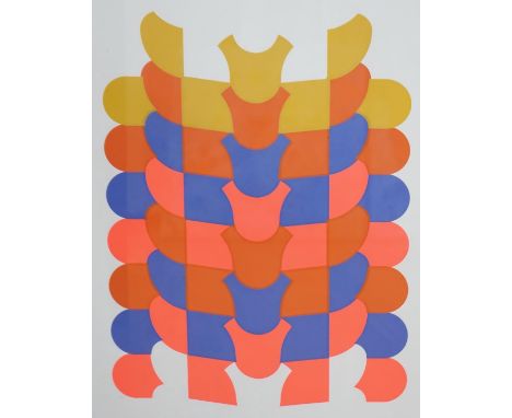 George Woodman (American, 1932-2017), colour silkscreen print, Abstract composition, signed and dated '68 verso with The Muse