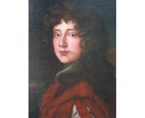 After Sir Peter Lely (1618-1680), oil on canvas, Head and shoulders portrait of a young gentleman, 48 x 37cm, ornate gilt fra