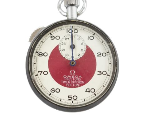 A chrome cased Omega Preston’s Timer Division Bolton stop watch, with Omega box. Condition - poor