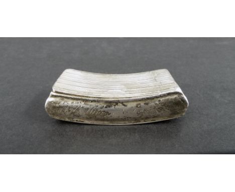 George III silver snuff box of curved rectangular form with engine turned decoration, maker William Pugh, Birmingham 1810, 2.