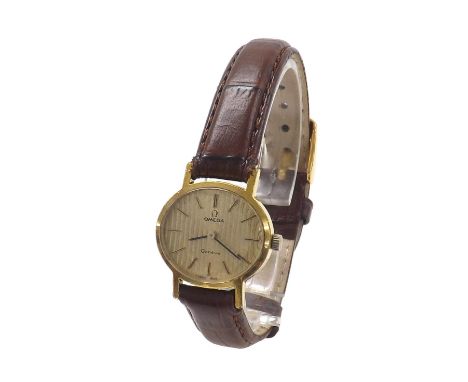 Omega Geneve gold plated and stainless steel lady's wristwatch, circa 1971, oval dial with baton markers, cal. 620 17 jewel a