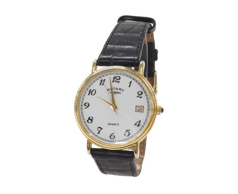 Rotary gold plated and stainless steel gentleman's wristwatch, ref. UCAR 364, no. 4702, white dial with Arabic numerals, date