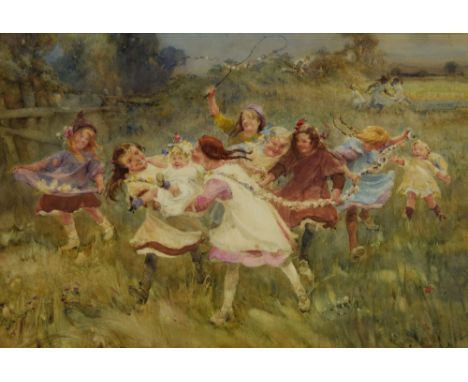 Thomas Gray (19th/20th century) - 'When Life is Joy', children playing in a summer landscape, signed and dated 1920, also ins