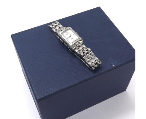 Raymond Weil Geneve Tango rectangular stainless steel lady's bracelet watch, ref. 5971, no. K012785, white mother of pearl di