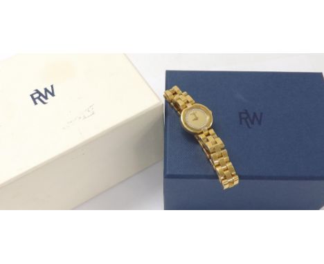 Raymond Weil Geneve Allegro gold plated and stainless steel lady's bracelet watch, ref. 5817, no. P114573, champagne and diam