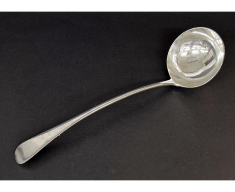 Late Victorian Old English pattern silver soup ladle, London 1899, maker Mappin Brothers, 13.5" long, 8.7oz approx