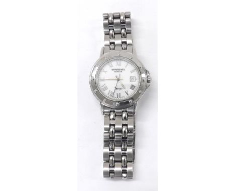 Raymond Weil Geneve Tango stainless steel lady's bracelet watch, ref. 5390, no. V181305, white dial with Roman numerals, date