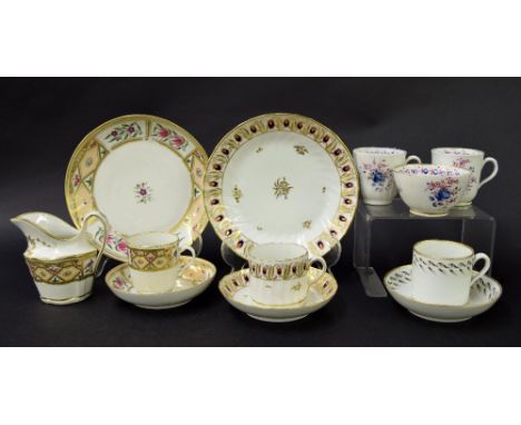 New Hall - part coffee set comprising coffee cup, saucer, milk jug and sandwich plate in pattern no. 398; together with coffe