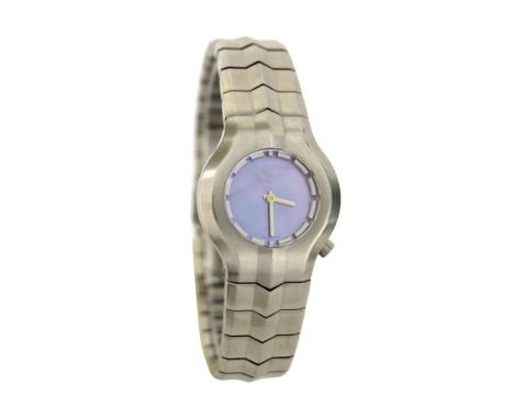 Tag Heuer Alter Ego stainless steel lady's bracelet watch, ref. WP1410, no. TR4298, blue mother of pearl dial, crown at the f